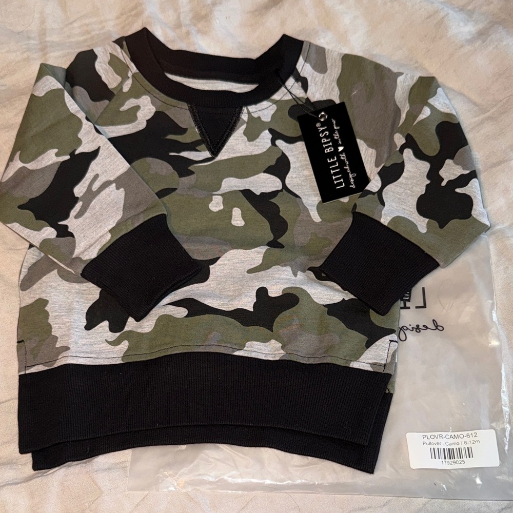 Little Bipsy Green and Black Camo Kids Sweatshirt